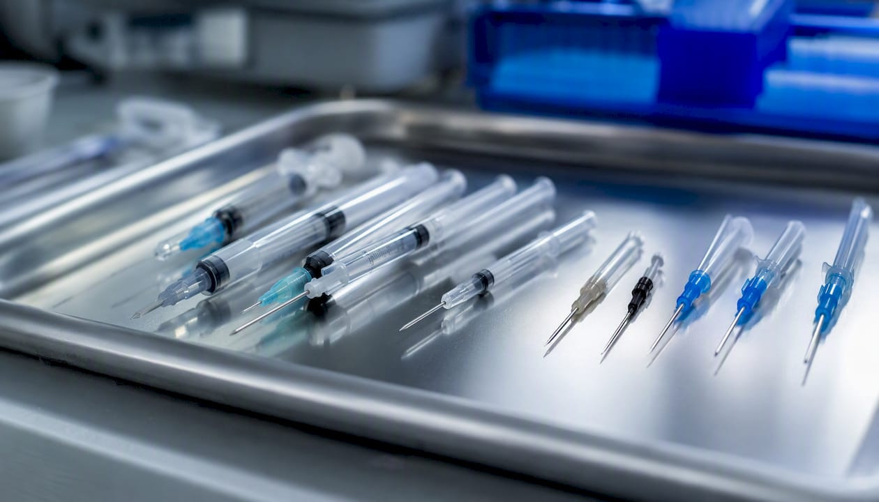 Close-up of syringes and needles