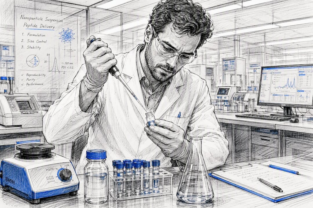 Scientist preparing nanoparticle suspension in lab