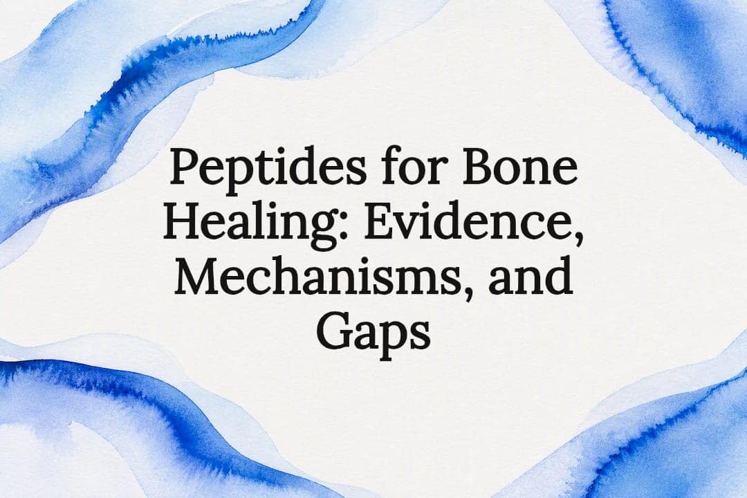 Decorative peptide bone healing title card illustration