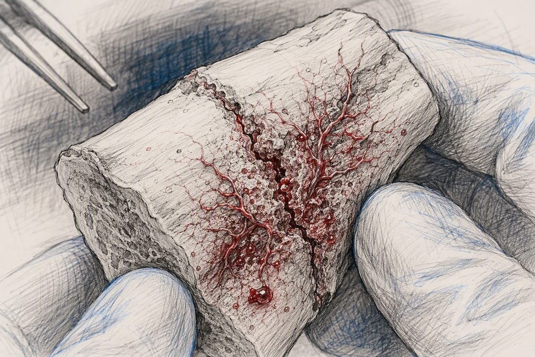 Bone tissue showing angiogenesis at fracture site