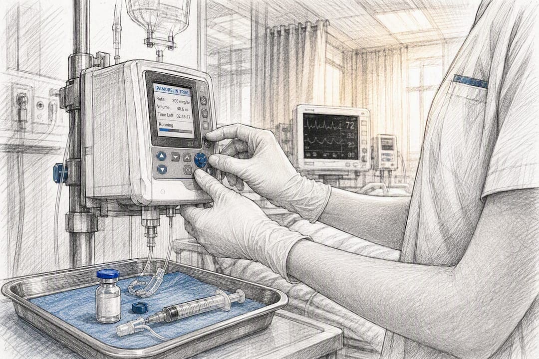 Nurse adjusting postoperative IV drip
