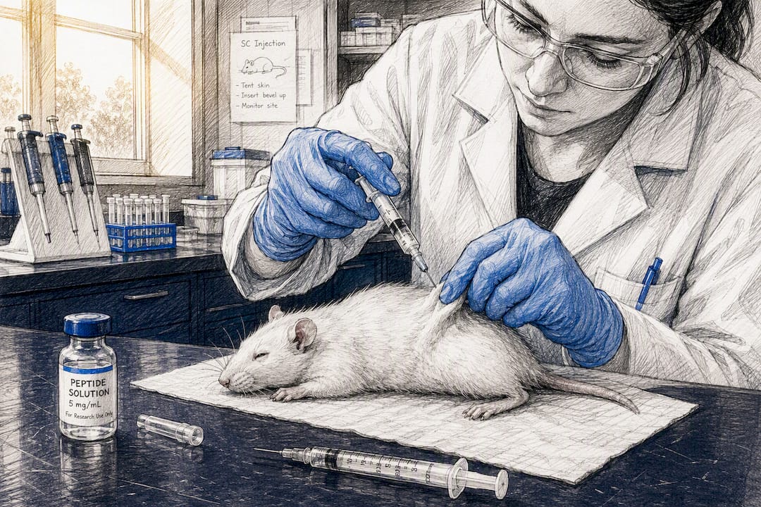 Scientist injecting peptide into rat skin fold