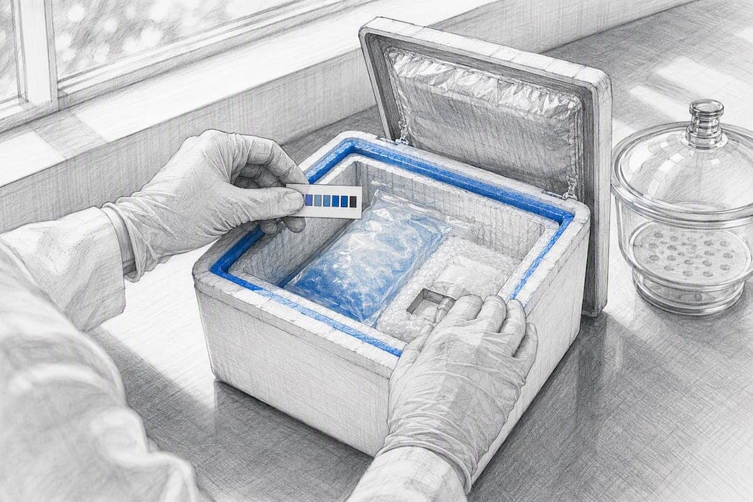 Researcher checking a cold-chain shipment