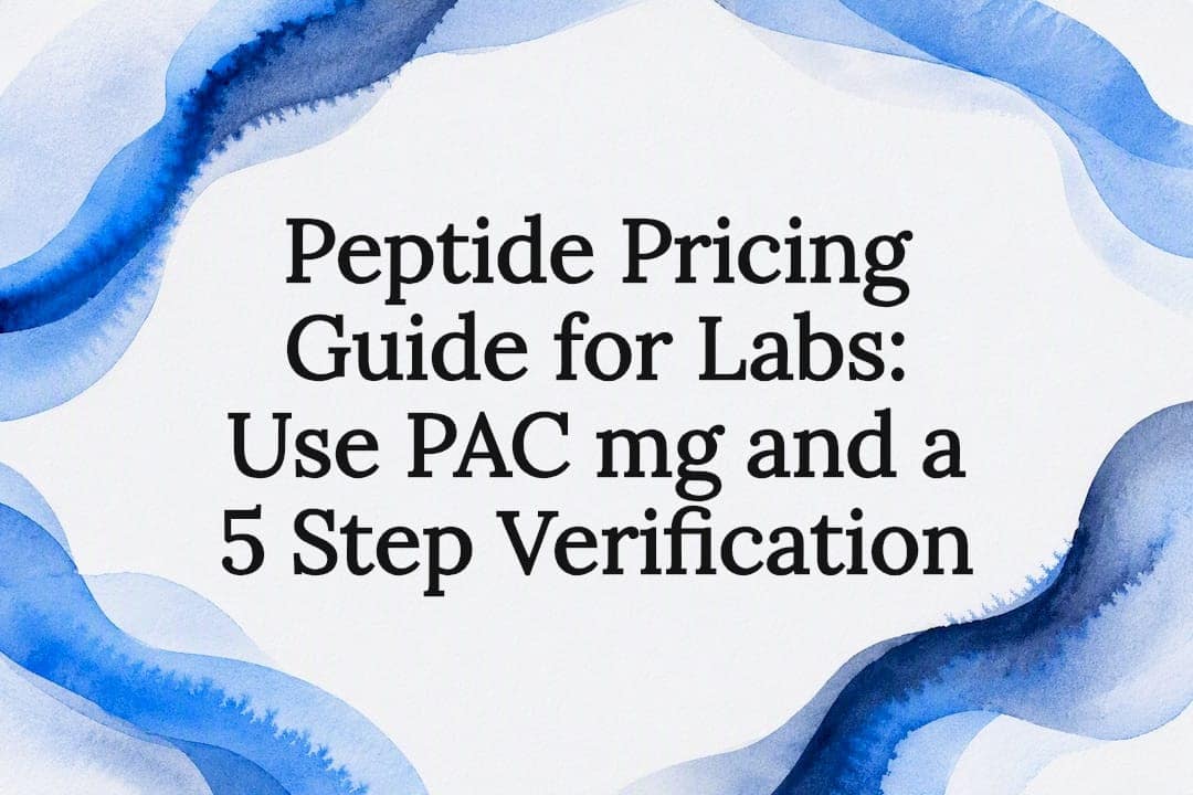 Decorative peptide pricing guide title card