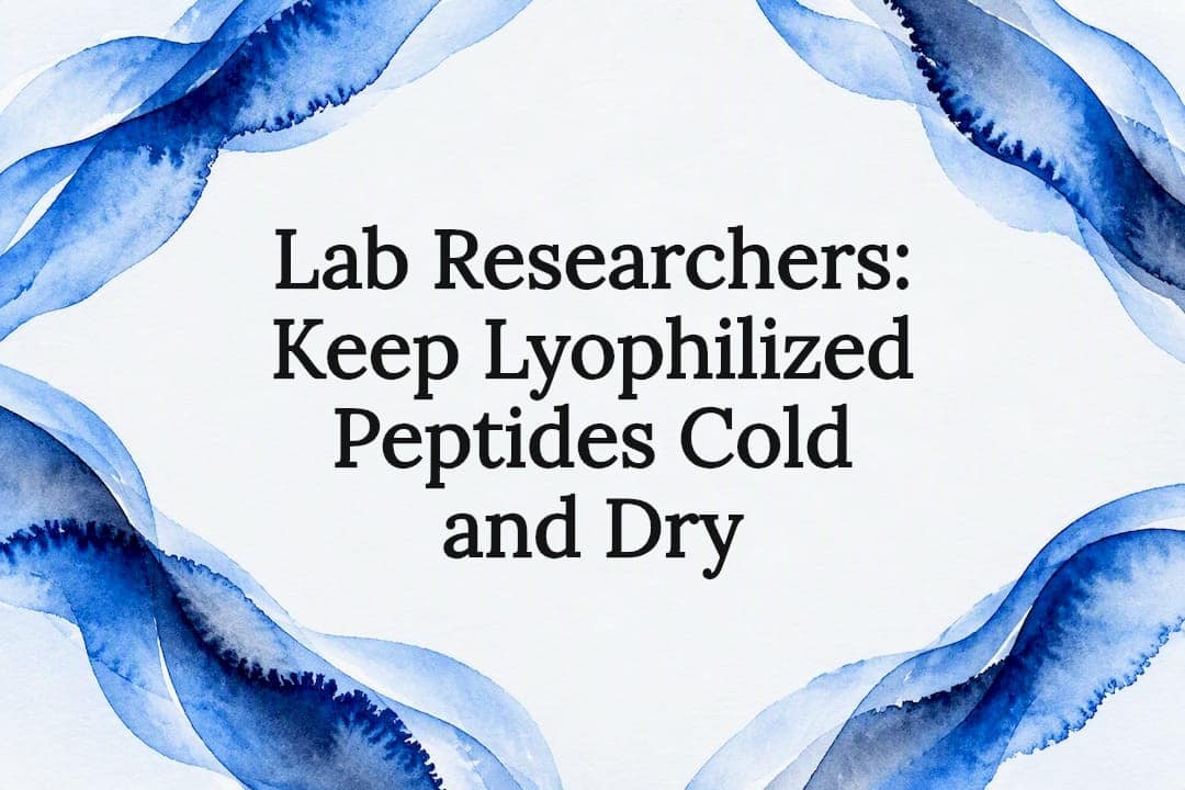 Blue watercolor frame for peptide storage title