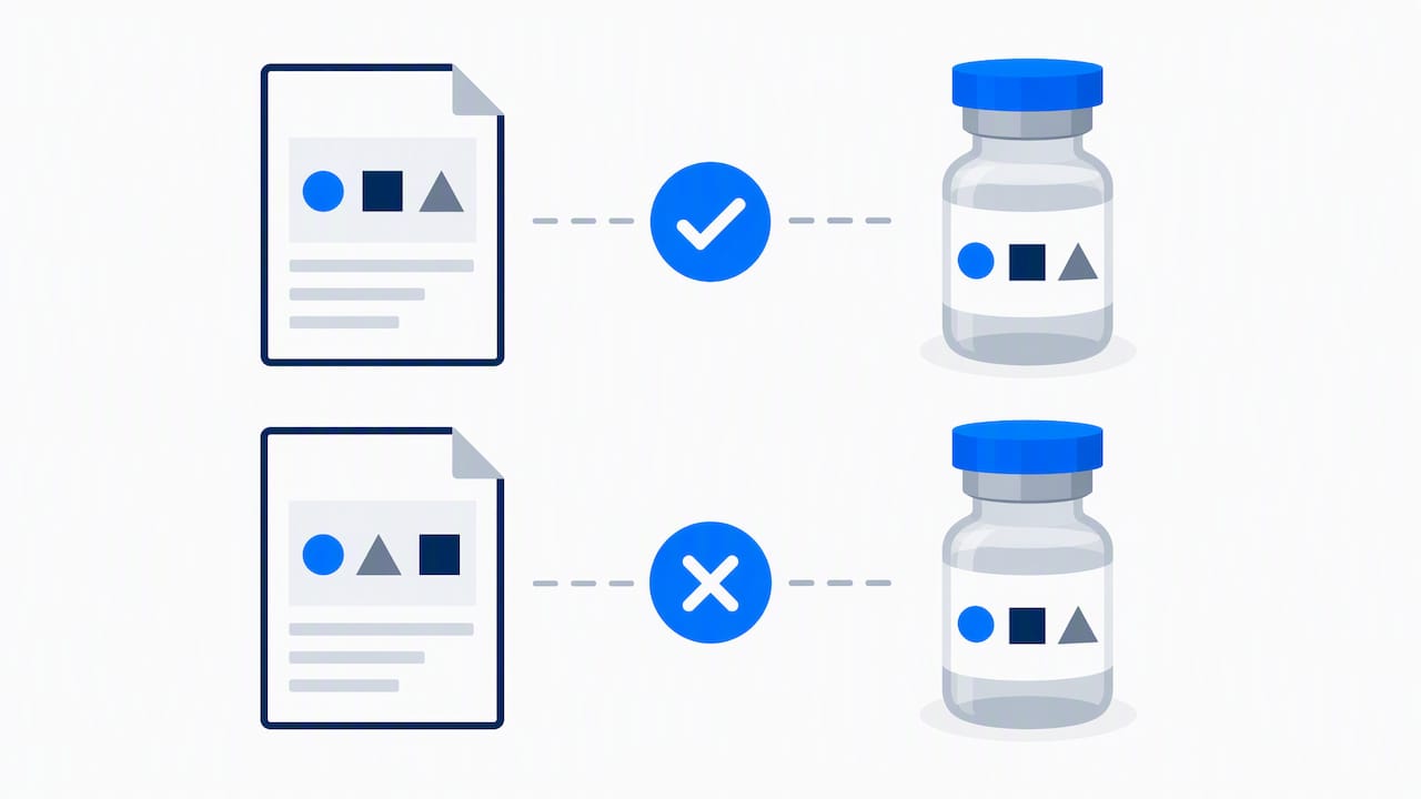 Matching lot identifiers pass a verification check