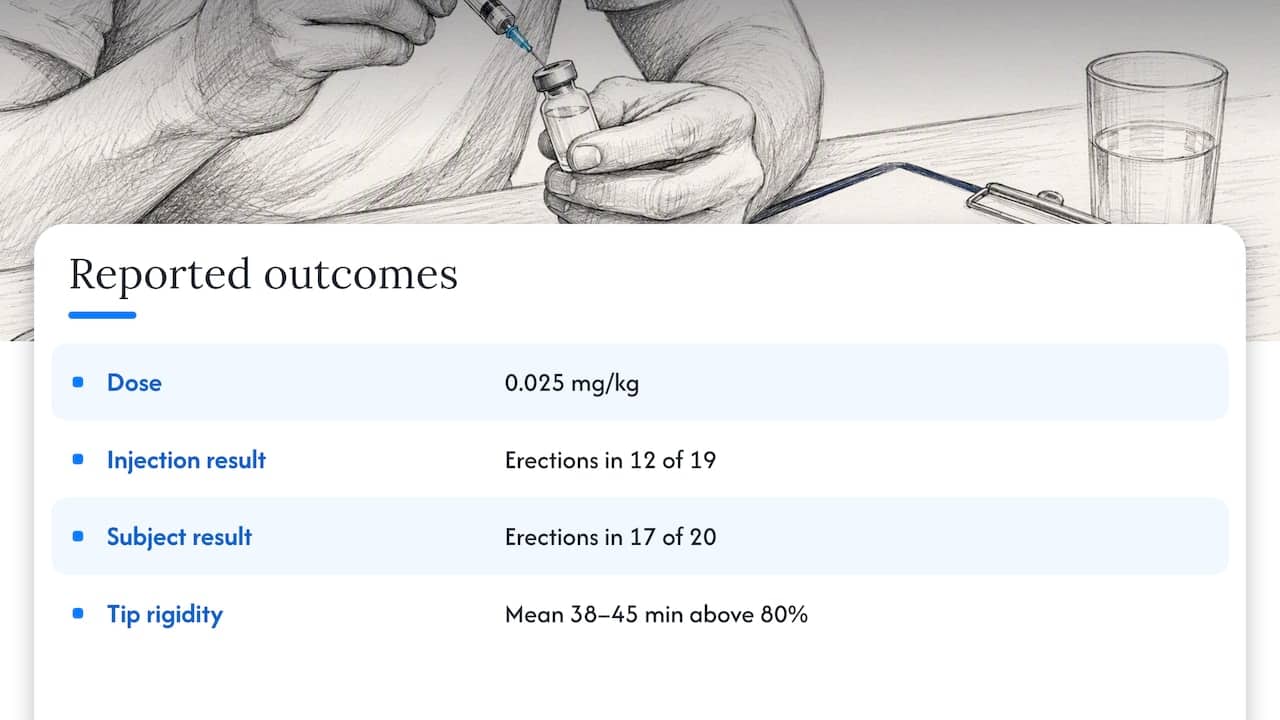 Reported study outcomes and duration range